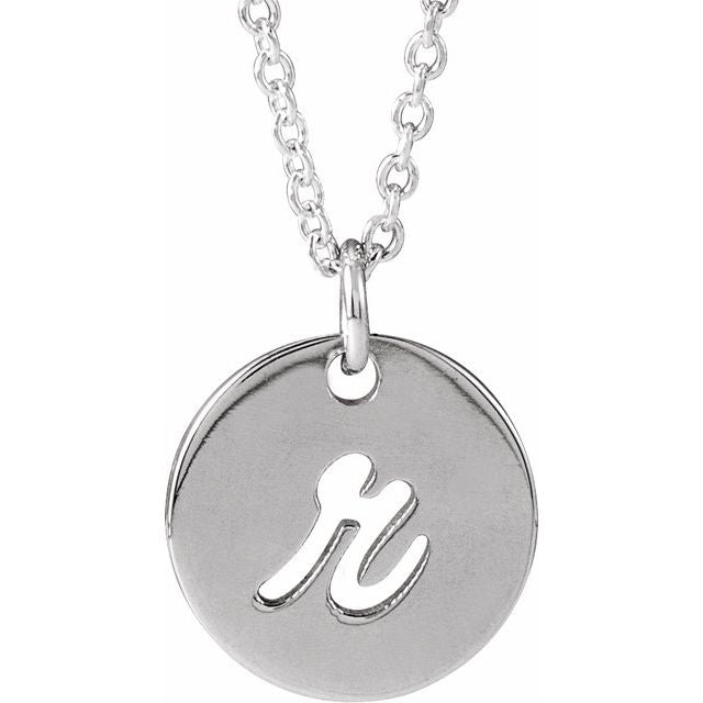 Platinum Script Initial R 16-18" Necklace