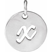 14K White Script Initial X Pendant