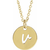 14K Yellow Script Initial V 16-18" Necklace