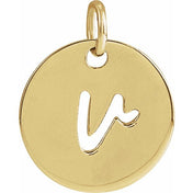 14K Yellow Script Initial V Pendant