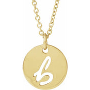 14K Yellow Script Initial B 16-18" Necklace