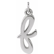 14K White Petite Initial F Pendant