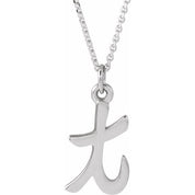 14K White Petite Initial T 16" Necklace