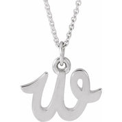 14K White Petite Initial W 16" Necklace