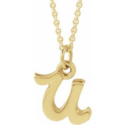 14K Yellow Petite Initial U 16" Necklace