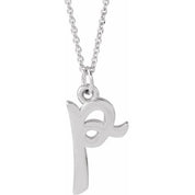 14K White Petite Initial P 16" Necklace