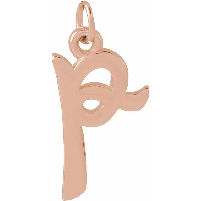 14K Rose Petite Initial P Pendant