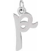 14K White Petite Initial P Pendant