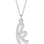 14K White Petite Initial K 16" Necklace