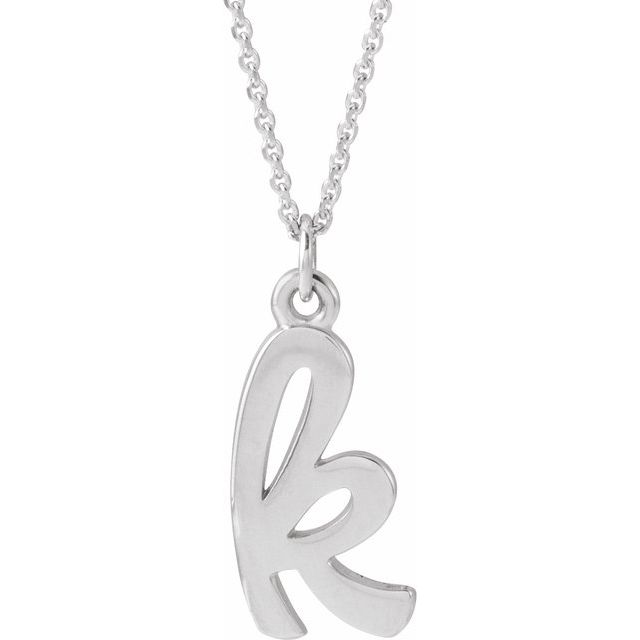 14K White Petite Initial K 16" Necklace