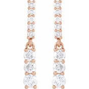 14K Rose 1/4 CTW Natural Diamond Dangle Earrings