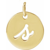 14K Yellow Script Initial S Pendant