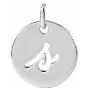 Platinum Script Initial S Pendant