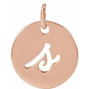 14K Rose Script Initial S Pendant