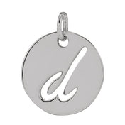 14K White Script Initial D Pendant