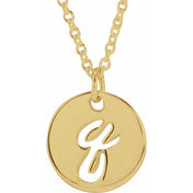 14K Yellow Script Initial Q 16-18" Necklace