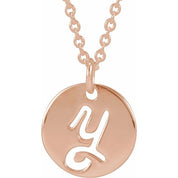 14K Rose Script Initial Y 16-18" Necklace
