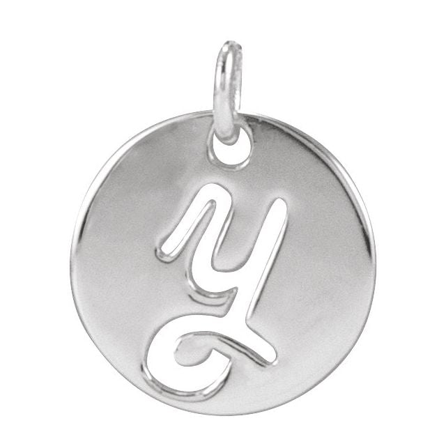 Platinum Script Initial Y Pendant