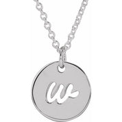 Platinum Script Initial W 16-18" Necklace