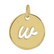 14K Yellow Script Initial W Pendant