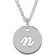 Platinum Script Initial N 16-18" Necklace