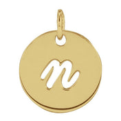 14K Yellow Script Initial N Pendant