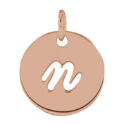 14K Rose Script Initial N Pendant