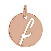 14K Rose Script Initial F Pendant