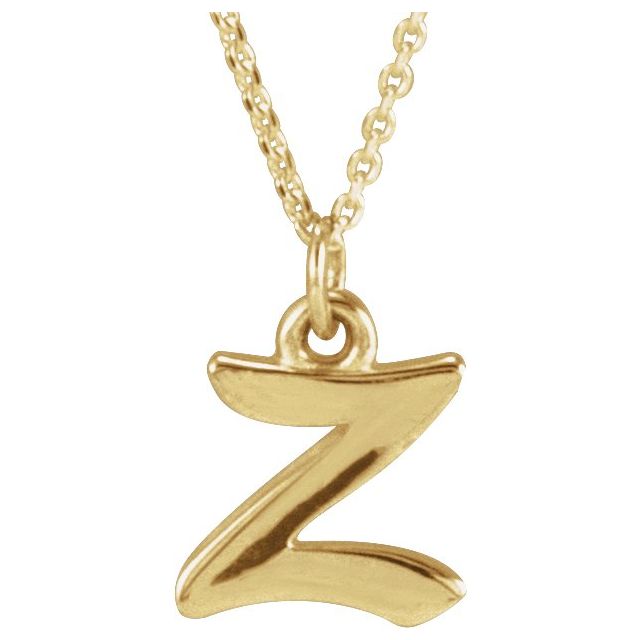 14K Yellow Petite Initial Z 16" Necklace
