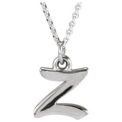 14K White Petite Initial Z 16" Necklace