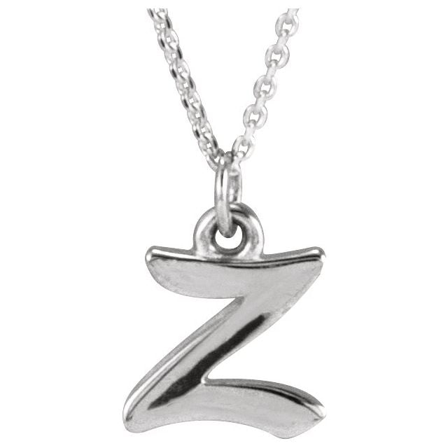 14K White Petite Initial Z 16" Necklace