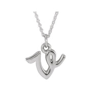 14K White Petite Initial V 16" Necklace
