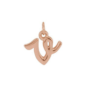 14K Rose Petite Initial V Pendant