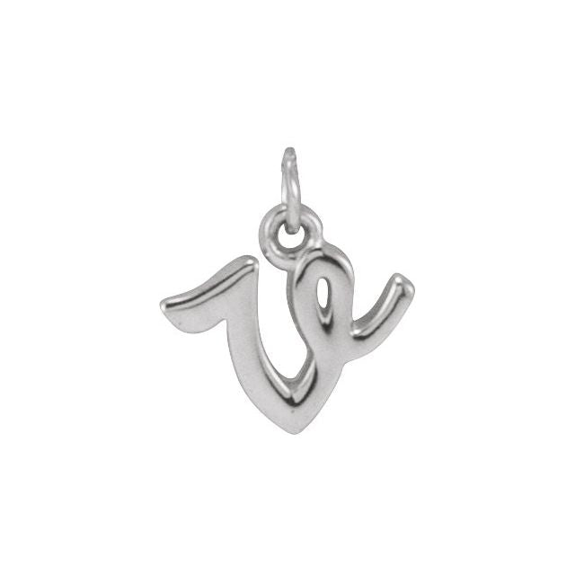 Platinum Petite Initial V Pendant