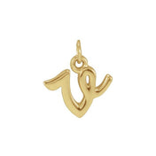 14K Yellow Petite Initial V Pendant