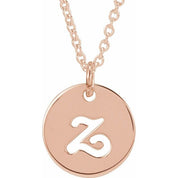 14K Rose Script Initial Z 16-18" Necklace