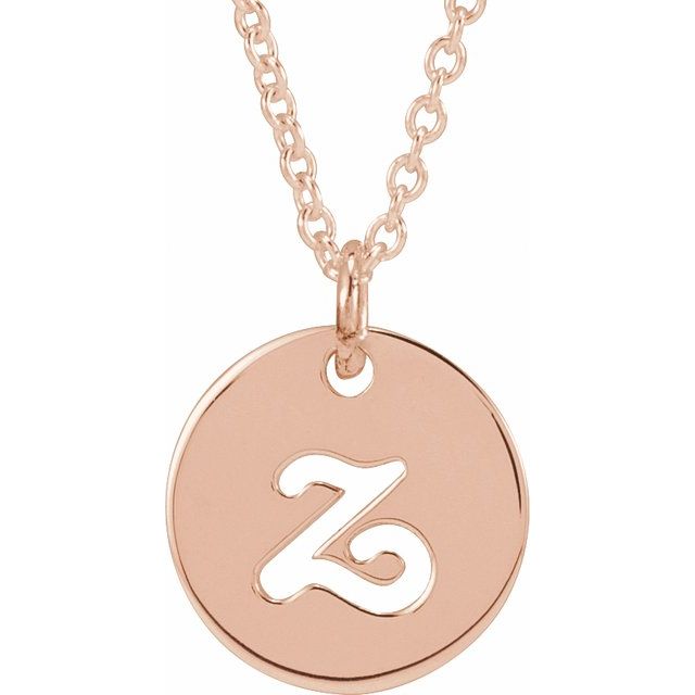 14K Rose Script Initial Z 16-18" Necklace