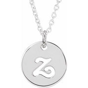 Platinum Script Initial Z 16-18" Necklace