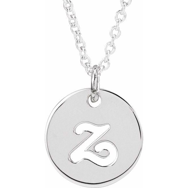 Platinum Script Initial Z 16-18" Necklace