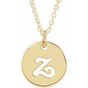14K Yellow Script Initial Z 16-18" Necklace