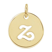 14K Yellow Script Initial Z Pendant