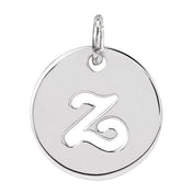 14K White Script Initial Z Pendant