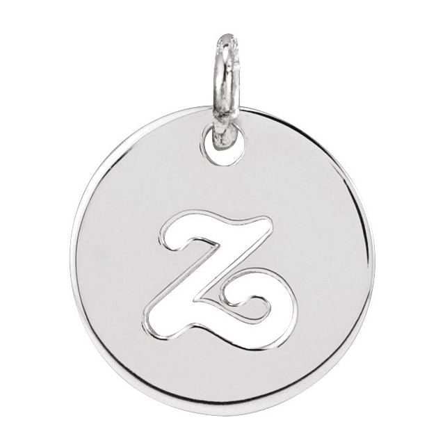 Platinum Script Initial Z Pendant