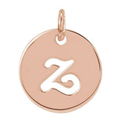 14K Rose Script Initial Z Pendant