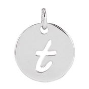Platinum Script Initial T Pendant