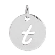 Platinum Script Initial T Pendant