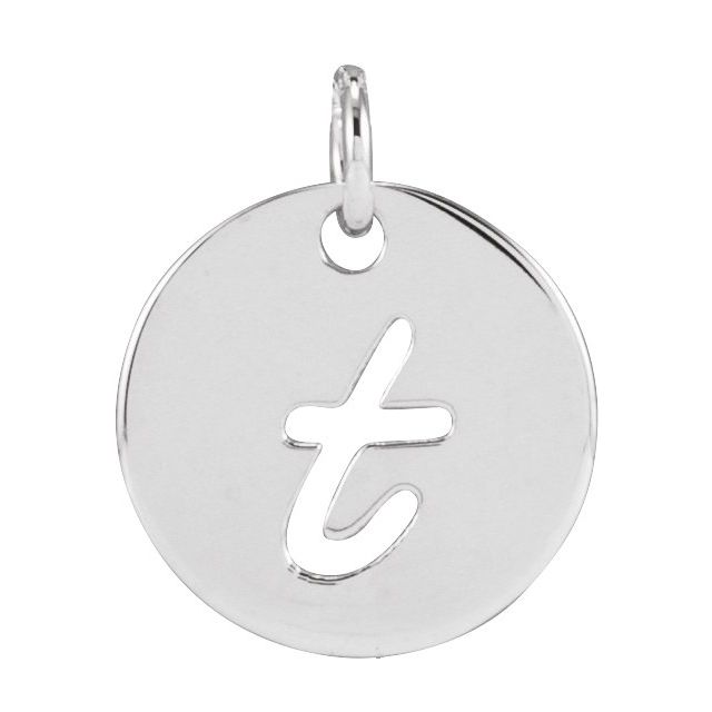 Platinum Script Initial T Pendant