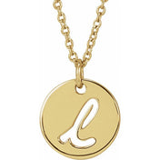 14K Yellow Script Initial L 16-18" Necklace