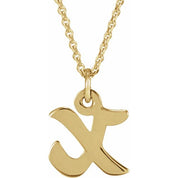 14K Yellow Petite Initial X 16" Necklace