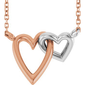 14K Interlocking Hearts 18" Necklace in Yellow, White, and Rose Gold